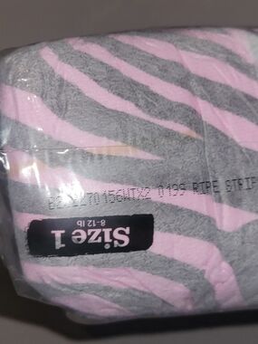 Hello Bello Zebra Pink and Gray Striped Print Diapers Size 1